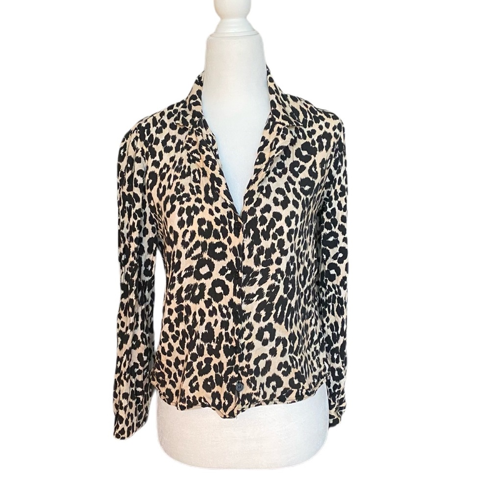 Topshop Animal Print Button Down Shirt Size 4